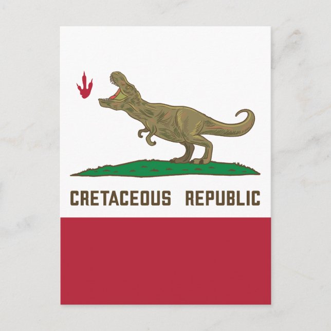 Republik Kalifornien Flag T-rex Dinosaurier Postkarte (Vorderseite)