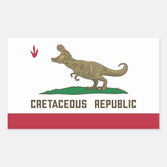Republik Kalifornien Flag T-rex Dinosaurier Rechteckiger Aufkleber (Vorderseite)