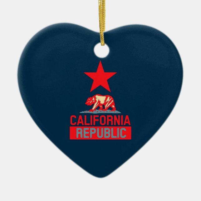 Republik Kalifornien in Rot-Blau-Dekoration Keramik Ornament (Vorne)