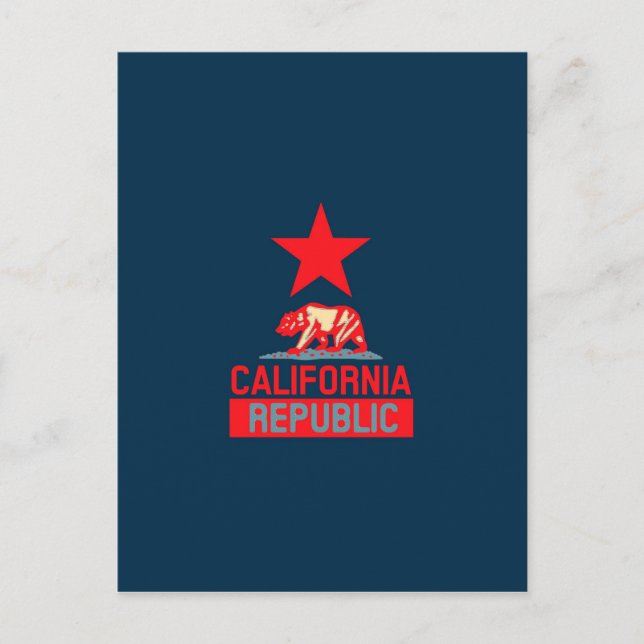 Republik Kalifornien in stilvollem Rot und Blau Postkarte (Vorderseite)