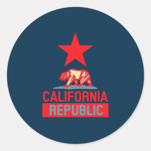 Republik Kalifornien in stilvollem Rot und Blau Runder Aufkleber