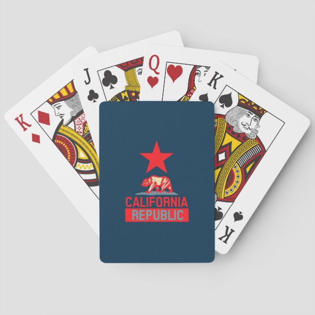 Republik Kalifornien in stilvollem Rot und Blau Spielkarten (Rückseite)