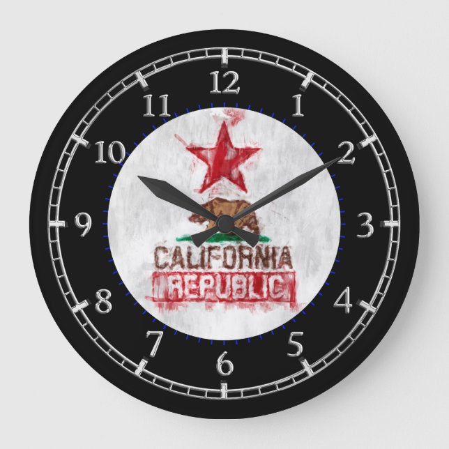 Republik Kalifornien - Painterly Style Dial Große Wanduhr (Vorderseite)