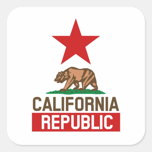 Republik Kalifornien Quadratischer Aufkleber (Vorderseite)