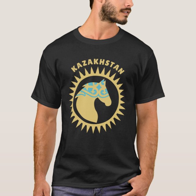 Republik Kasachstan Qazaqstan Kasachische Pferde T-Shirt (Vorderseite)