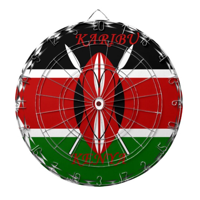 Republik Kenia Nationalflagge Schwarz-Grün Ar Dartscheibe (vorne)