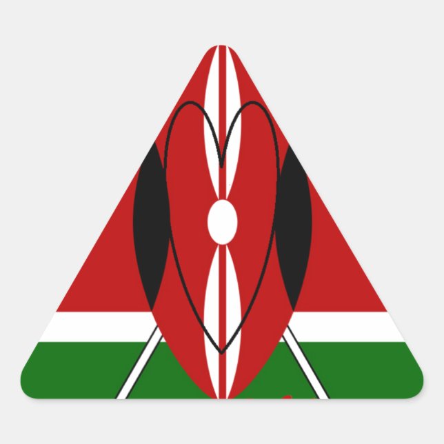 Republik Kenia Nationalflagge Schwarz-Grün Ar Dreieckiger Aufkleber (Vorderseite)