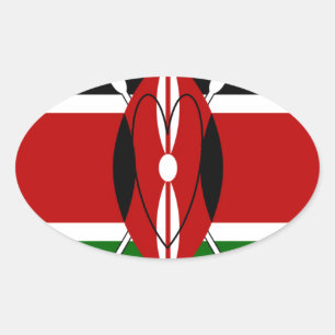 Republik Kenia Nationalflagge Schwarz-Grün Ar Ovaler Aufkleber