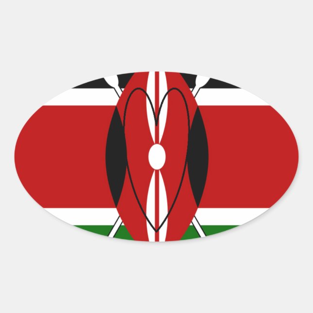 Republik Kenia Nationalflagge Schwarz-Grün Ar Ovaler Aufkleber (Vorderseite)