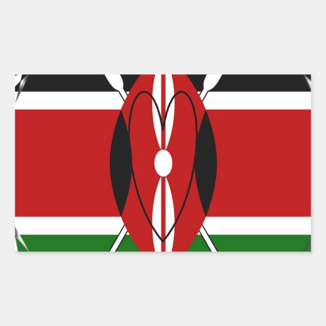 Republik Kenia Nationalflagge Schwarz-Grün Ar Rechteckiger Aufkleber (Vorderseite)