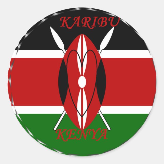 Republik Kenia Nationalflagge Schwarz-Grün Ar Runder Aufkleber (Vorderseite)