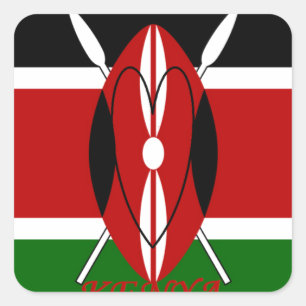 Republik Kenia Nationalflagge Schwarz rot grün Ar Quadratischer Aufkleber