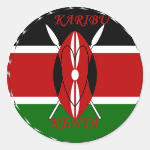 Republik Kenia Nationalflagge Schwarz rot grün Ar Runder Aufkleber