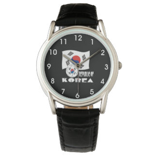 Republik Korea (Südkorea) - Fußballball und Flagge Armbanduhr