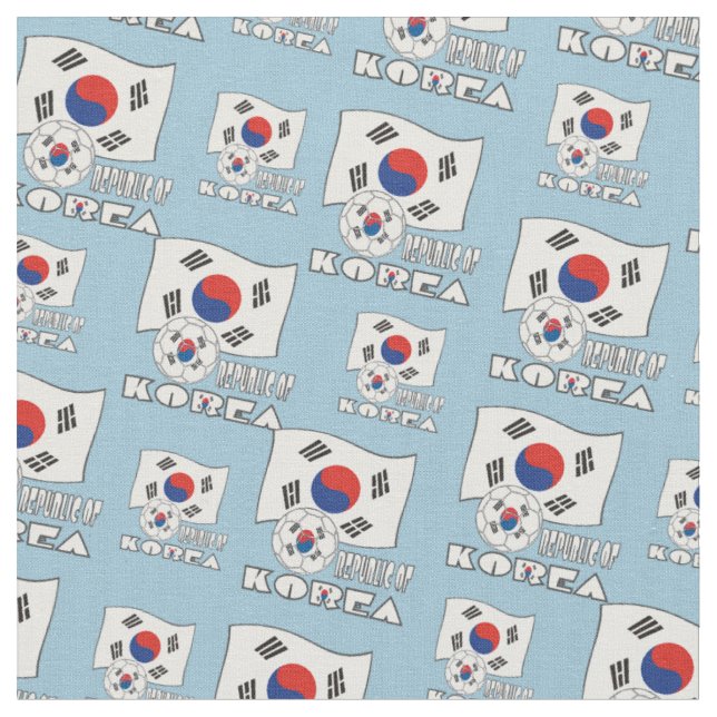 Republik Korea (Südkorea) - Fußballball und Flagge Stoff (Nahaufnahme)