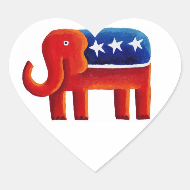 Republikaner Elephant Herz-Aufkleber (Vorderseite)