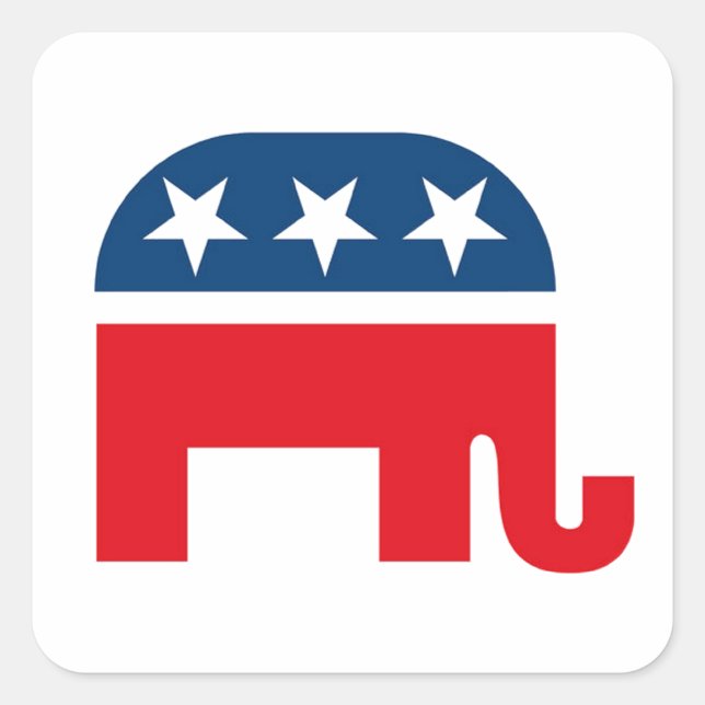 Republikaner Elephant Quadratischer Aufkleber (Vorderseite)
