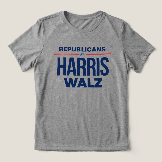 Republikaner für Harris Walz Tri-Blend Shirt (Design Vorderseite)