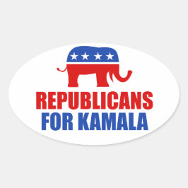 Republikaner für Kamala Harris Elephant Ovaler Aufkleber