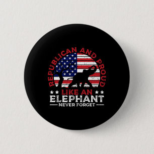 Republikaner und stolz Elefant Amerikanische Flagg Button