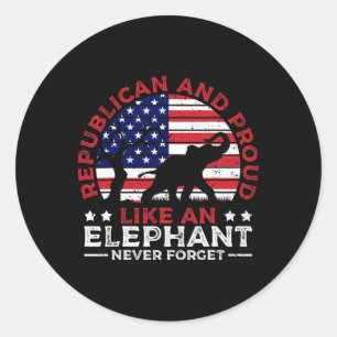 Republikaner Und Stolz Elefant Amerikanische Flagg Runder Aufkleber