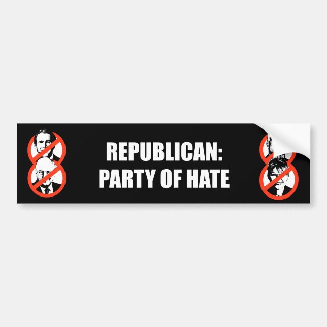 Republikanisch - Party des Hasses Autoaufkleber (Vorne)