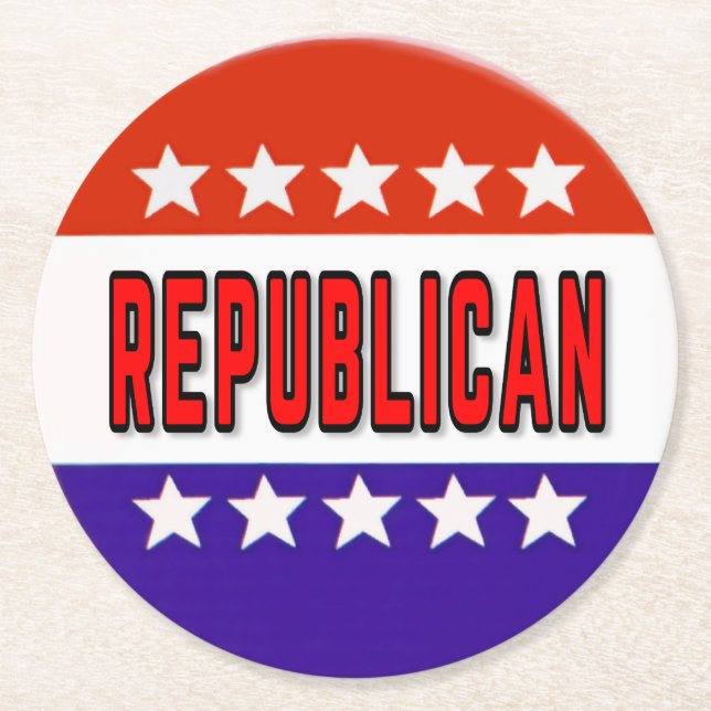 Republikanischer Button Runder Pappuntersetzer (Vorderseite)