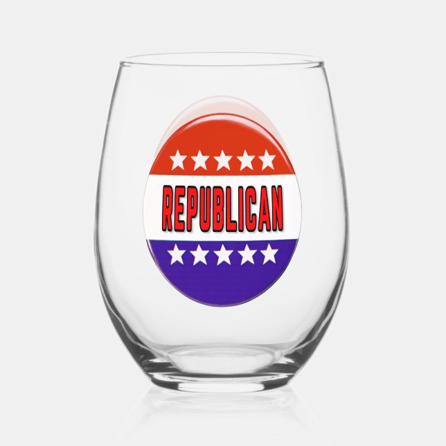 Republikanischer Button Weinglas Ohne Stiel (Vorderseite)