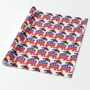Republikanischer Elefant, der einen Weihnachtsratt Geschenkpapier