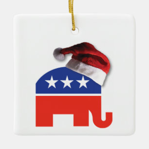 Republikanischer Elefant, der einen Weihnachtsratt Keramikornament