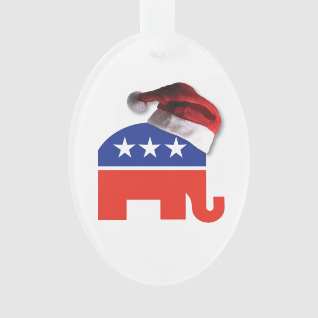 Republikanischer Elefant mit einem Weihnachtshut Ornament (Vorderseite)