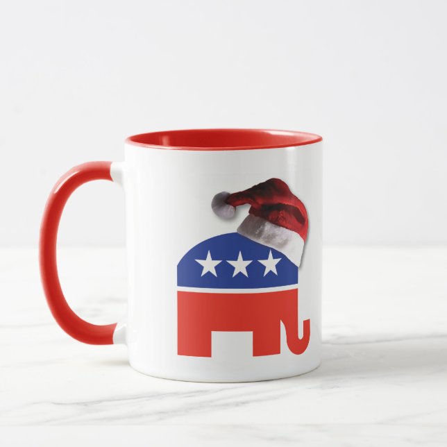 Republikanischer Elefant mit einem Weihnachtshut Tasse (Links)