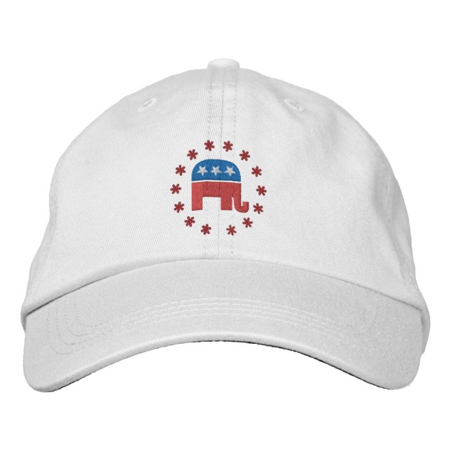Republikanischer Elefant mit politischem Star-Logo Bestickte Kappe (Vorderseite)