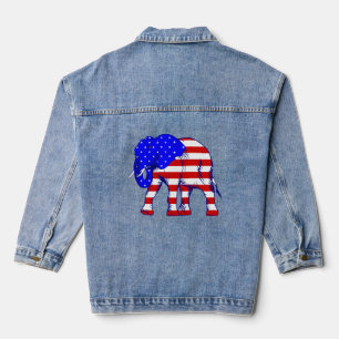 republikanischer Elefant unter amerikanischer Flag Jeansjacke
