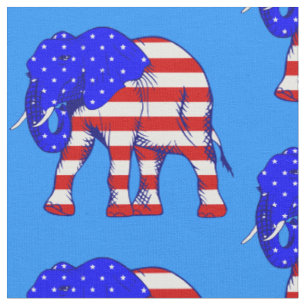 republikanischer Elefant unter amerikanischer Flag Stoff