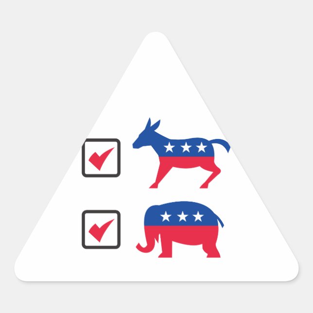 Republikanischer Elefantendemokrat Donkey Election Dreieckiger Aufkleber (Vorderseite)