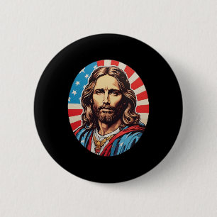 Republikanischer Jesus – Fette Pop-Art mit amerika Button