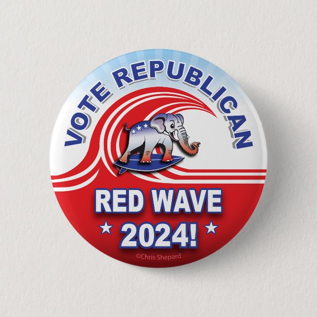 Republikanischer Red Wave 2024 Tsunami Surfing Ele Button (Vorderseite)