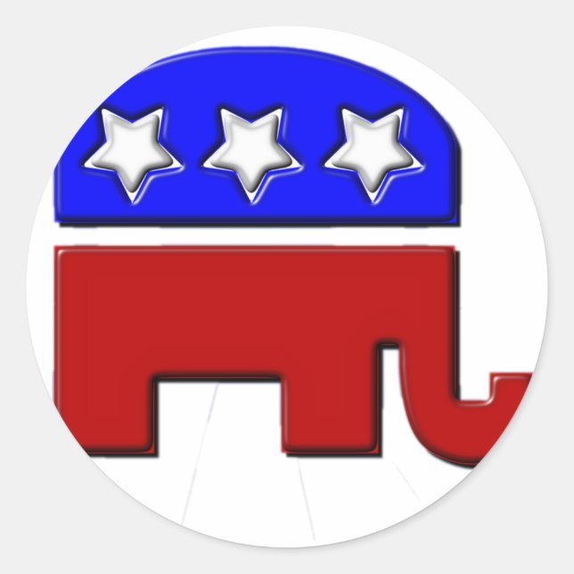 republikanisches Elephant-Logo Runder Aufkleber (Vorderseite)