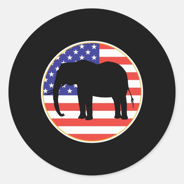 republikanisches Symbol Elefantendesign Runder Aufkleber (Vorderseite)