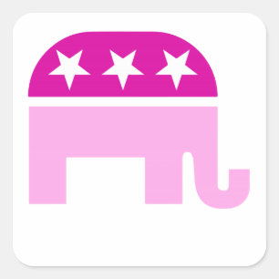 Republikanisches ursprüngliches Elefant-Rosa Quadratischer Aufkleber