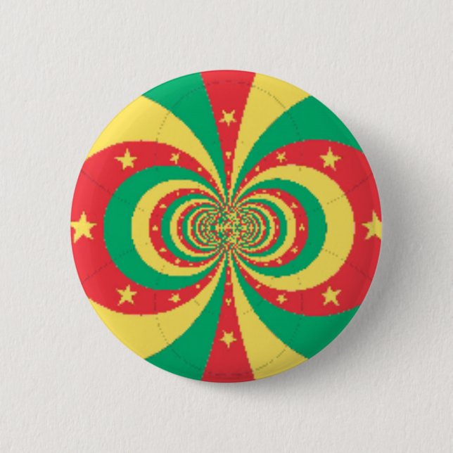 République du Cameroun mit fünf Spitzen-Sternen Button (Vorderseite)