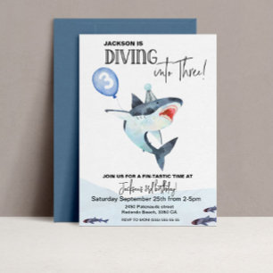 Requin 3e invitation pour enfants anniversaire