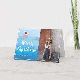 Requin à Santa Hat Carte de vacances pliée Noël