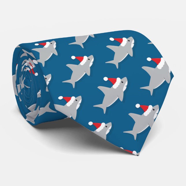 Requin à Santa Hat Noël Cravate de nouveauté (Roulé)
