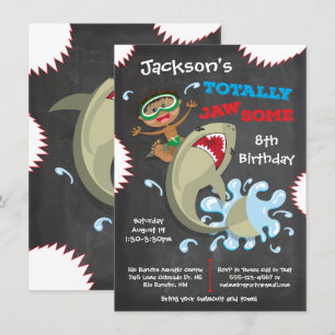Requin Anniversaire Piscine Fête Invitations