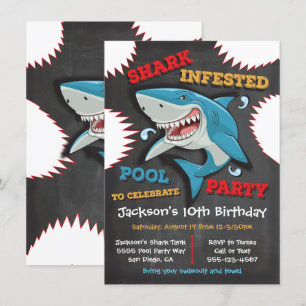 Requin Anniversaire Piscine Fête Invitations