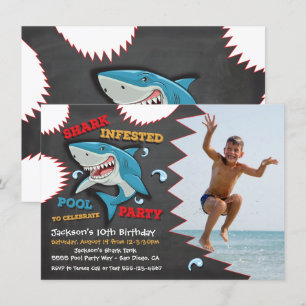 Requin Anniversaire Piscine Fête Invitations