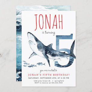 Requin cinquième anniversaire Invitation