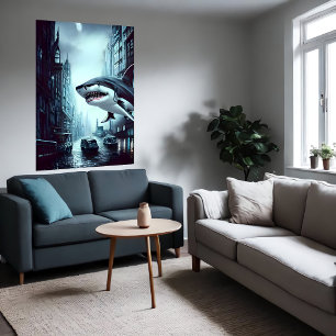 Requin en ville   AI Art Poster